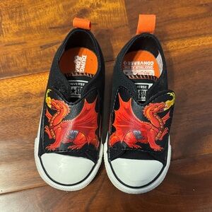 Converse Toddler Black and Red Dragon Sneakers